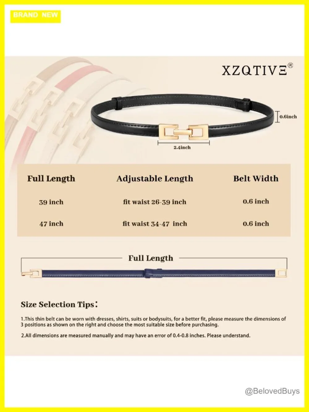XZQTIVE Women's Thin Leather Belt – Adjustable Casual Office Belt for Dresses